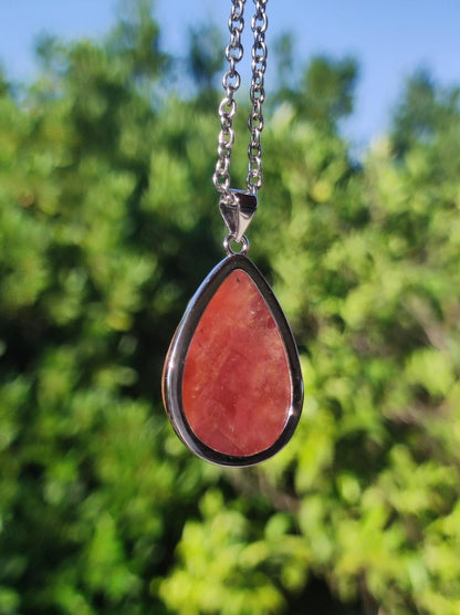 Rhodochrosit AAA - 925 Silber Edelstein Kette rosa pink Cabochon Heilstein Er Sie Mann Frau Geschenk Glück Anhänger Natur Unikat Schmuck - Art of Nature Berlin