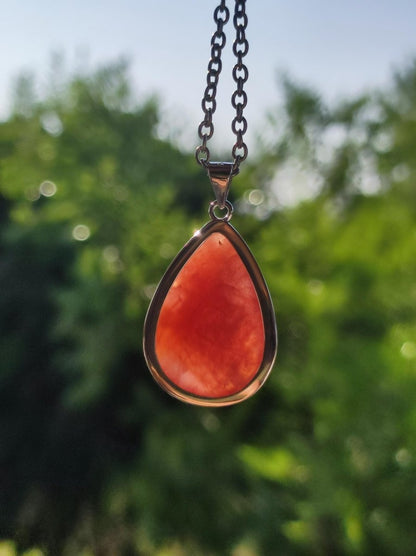 Rhodochrosit AAA - 925 Silber Edelstein Kette rosa pink Cabochon Heilstein Er Sie Mann Frau Geschenk Glück Anhänger Natur Unikat Schmuck - Art of Nature Berlin