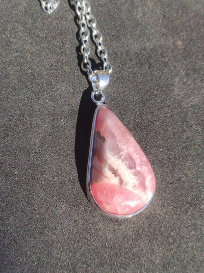 Rhodochrosit AAA - 925 Silber Edelstein Kette rosa pink Cabochon Heilstein Er Sie Mann Frau Geschenk Glück Anhänger Natur Unikat Schmuck - Art of Nature Berlin