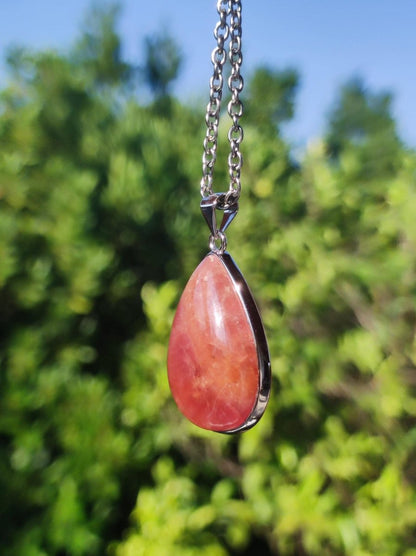 Rhodochrosit AAA - 925 Silber Edelstein Kette rosa pink Cabochon Heilstein Er Sie Mann Frau Geschenk Glück Anhänger Natur Unikat Schmuck - Art of Nature Berlin