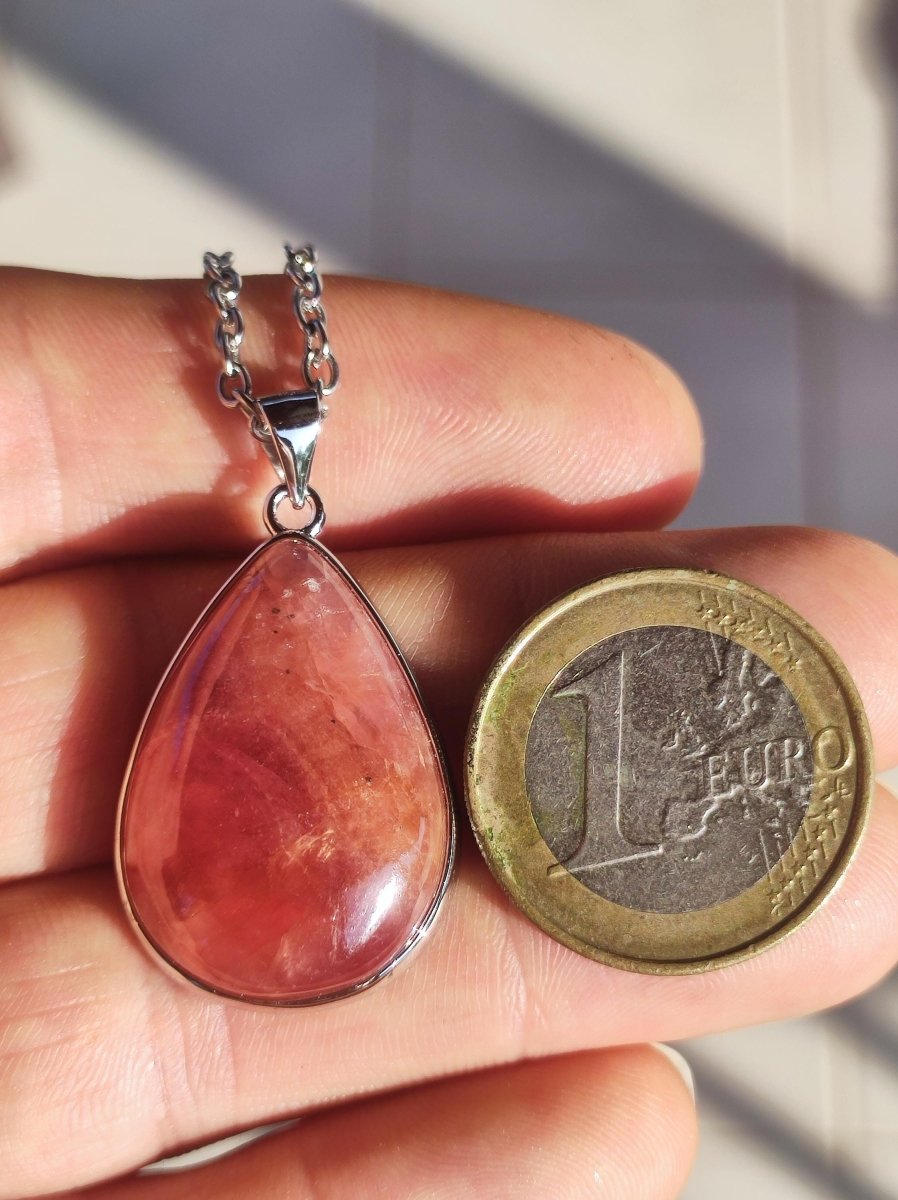 Rhodochrosit AAA - 925 Silber Edelstein Kette rosa pink Cabochon Heilstein Er Sie Mann Frau Geschenk Glück Anhänger Natur Unikat Schmuck - Art of Nature Berlin