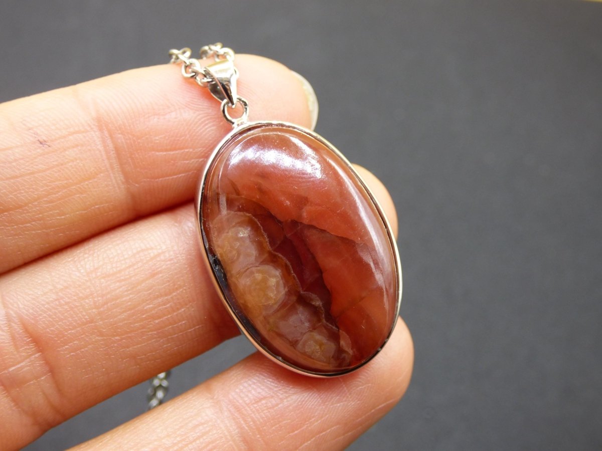 Rhodochrosit AAA - 925 Silber Edelstein Kette rosa pink Cabochon Heilstein Er Sie Mann Frau Geschenk Glück Anhänger Natur Unikat Schmuck - Art of Nature Berlin