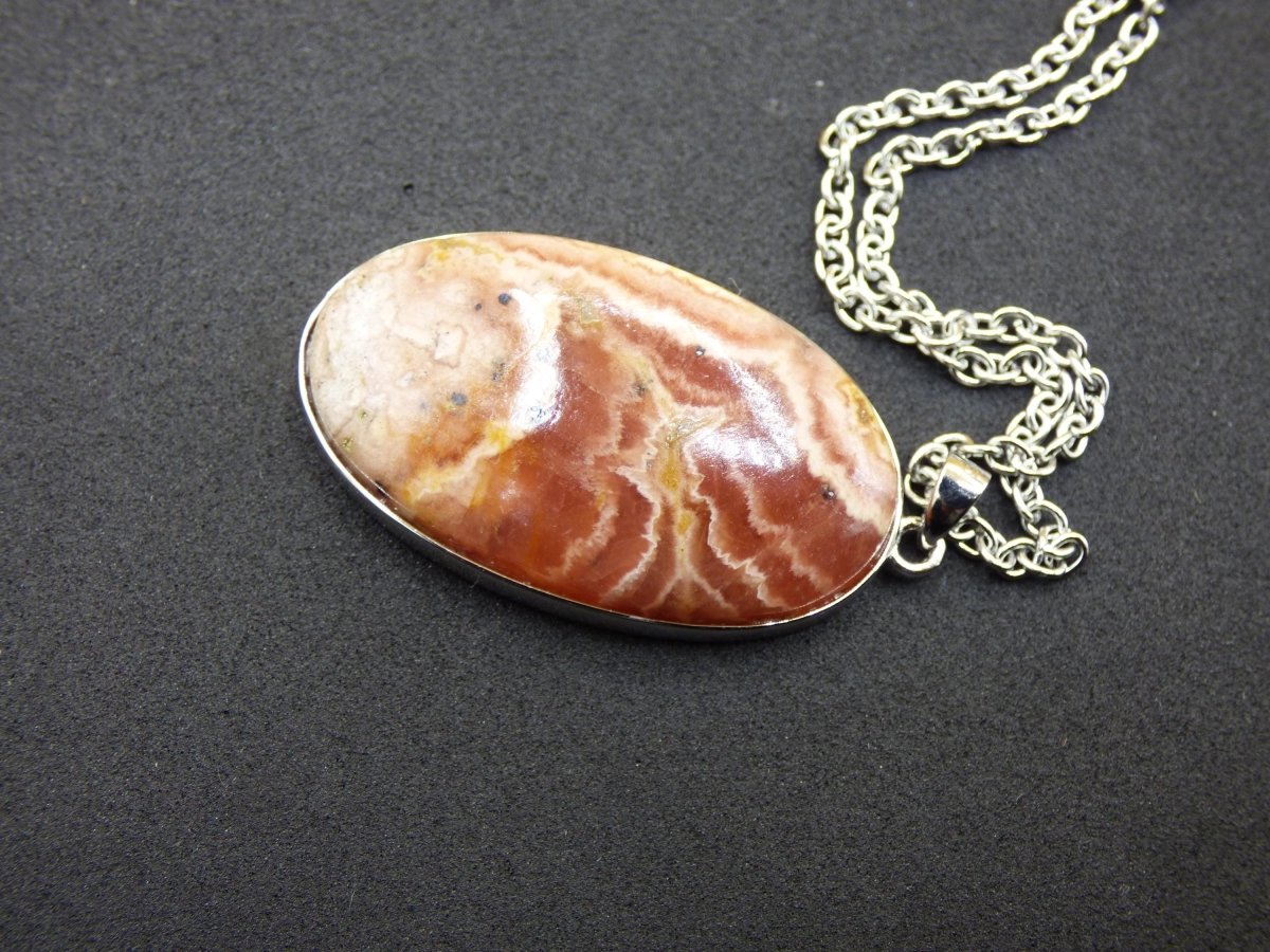 Rhodochrosit AAA - 925 Silber Edelstein Kette rosa pink Cabochon Heilstein Er Sie Mann Frau Geschenk Glück Anhänger Natur Unikat Schmuck - Art of Nature Berlin