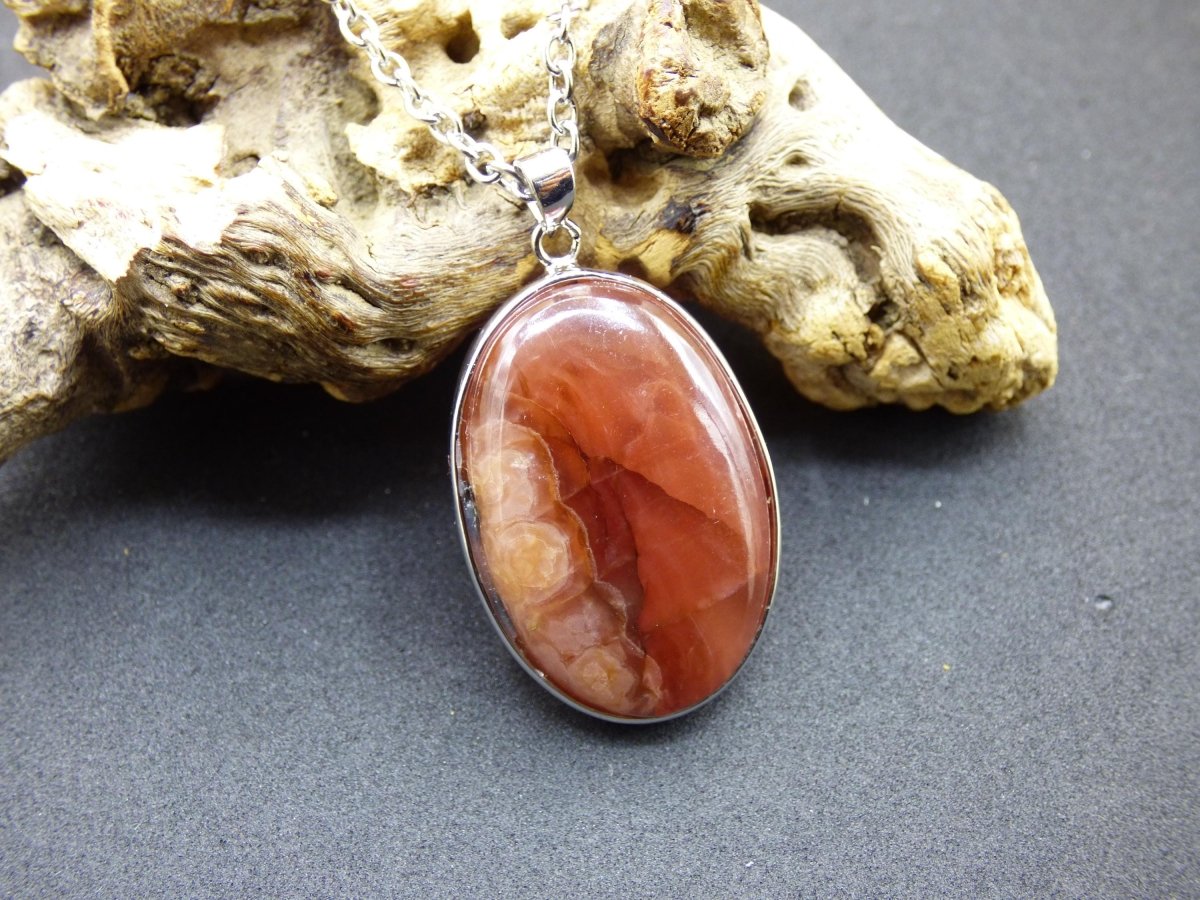 Rhodochrosit AAA - 925 Silber Edelstein Kette rosa pink Cabochon Heilstein Er Sie Mann Frau Geschenk Glück Anhänger Natur Unikat Schmuck - Art of Nature Berlin