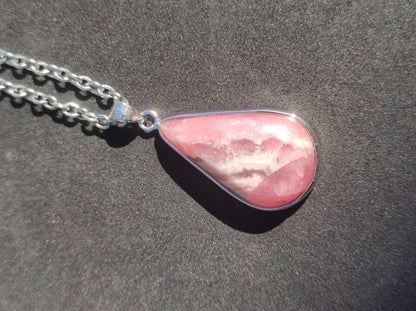 Rhodochrosit AAA - 925 Silber Edelstein Kette rosa pink Cabochon Heilstein Er Sie Mann Frau Geschenk Glück Anhänger Natur Unikat Schmuck - Art of Nature Berlin