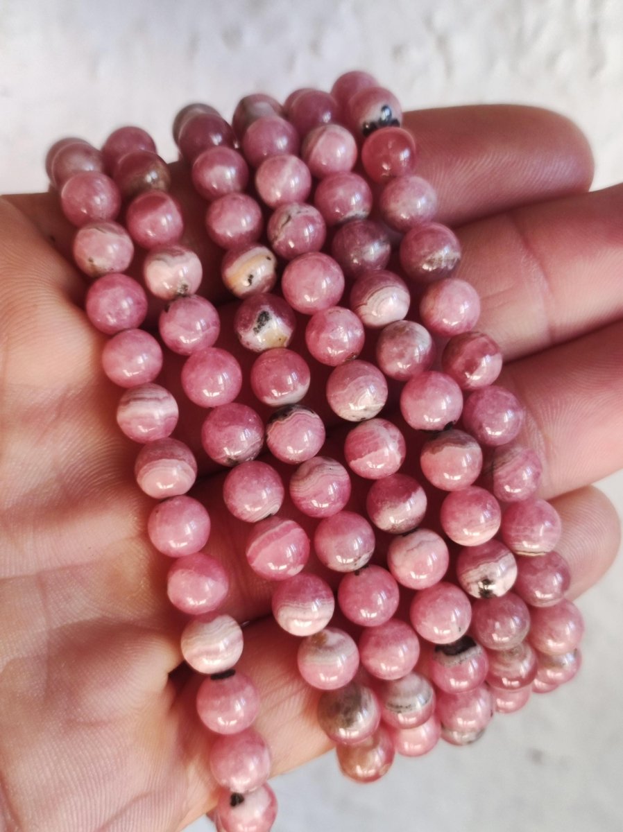 Rhodochrosit AAA ~ Edelstein Armband rosa pink Frau Schmuck Geschenk Sie Freundin Stretch GOA Hippie Vintage Boho Natur Heilstein Energie - Art of Nature Berlin