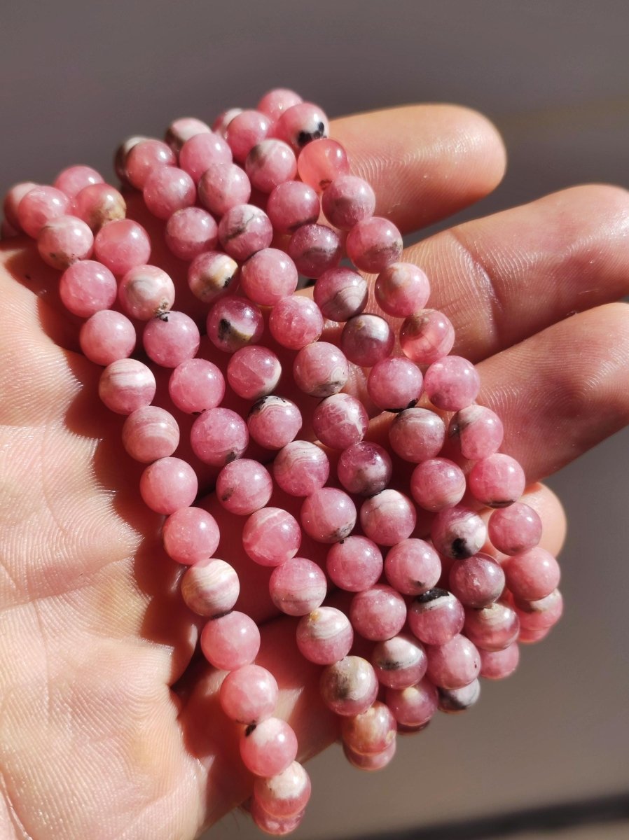 Rhodochrosit AAA ~ Edelstein Armband rosa pink Frau Schmuck Geschenk Sie Freundin Stretch GOA Hippie Vintage Boho Natur Heilstein Energie - Art of Nature Berlin