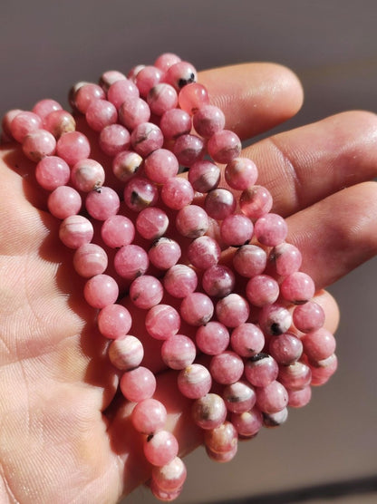 Rhodochrosit AAA ~ Edelstein Armband rosa pink Frau Schmuck Geschenk Sie Freundin Stretch GOA Hippie Vintage Boho Natur Heilstein Energie - Art of Nature Berlin