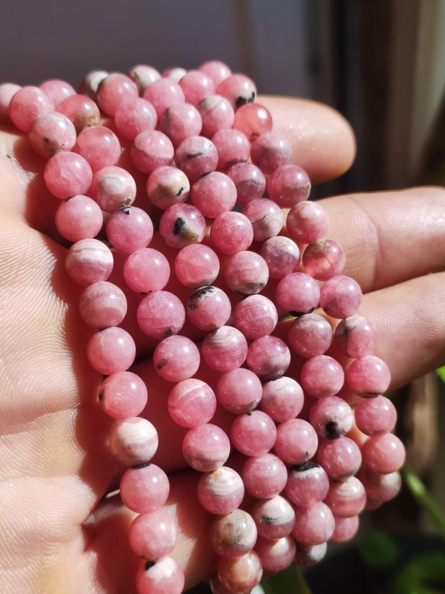 Rhodochrosit AAA ~ Edelstein Armband rosa pink Frau Schmuck Geschenk Sie Freundin Stretch GOA Hippie Vintage Boho Natur Heilstein Energie - Art of Nature Berlin