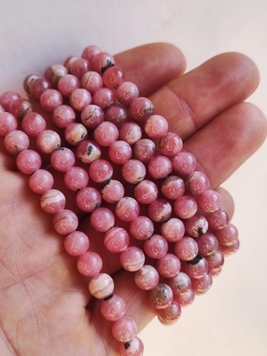Rhodochrosit AAA ~ Edelstein Armband rosa pink Frau Schmuck Geschenk Sie Freundin Stretch GOA Hippie Vintage Boho Natur Heilstein Energie - Art of Nature Berlin