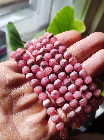 Rhodochrosit AAA ~ Edelstein Armband rosa pink Frau Schmuck Geschenk Sie Freundin Stretch GOA Hippie Vintage Boho Natur Heilstein Energie - Art of Nature Berlin