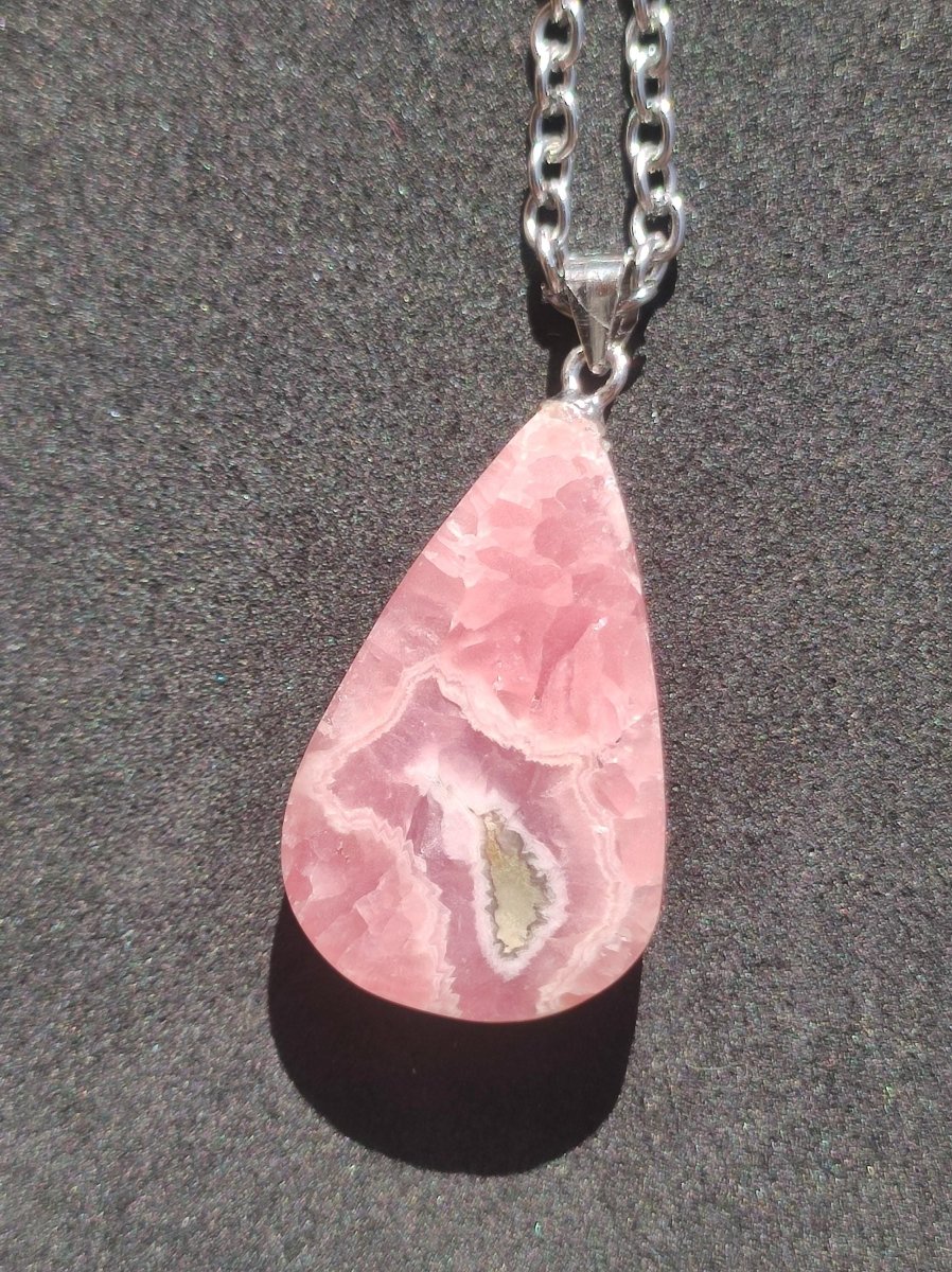 Rhodochrosit AAA - Edelstein Kette rosa pink Cabochon 925 Silber Heilstein Er Sie Mann Frau Geschenk Glück Anhänger Natur Unikat Schmuck - Art of Nature Berlin