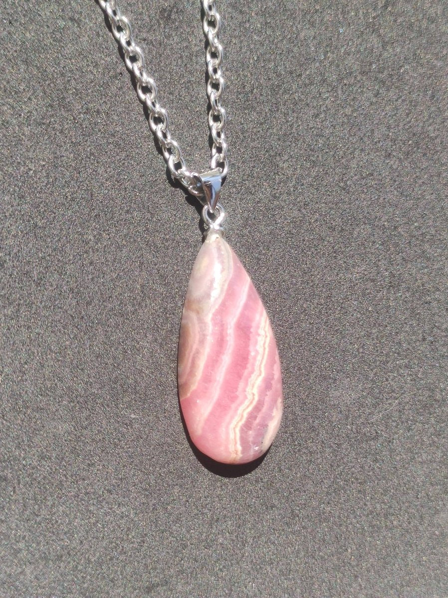 Rhodochrosit AAA - Edelstein Kette rosa pink Cabochon 925 Silber Heilstein Er Sie Mann Frau Geschenk Glück Anhänger Natur Unikat Schmuck - Art of Nature Berlin