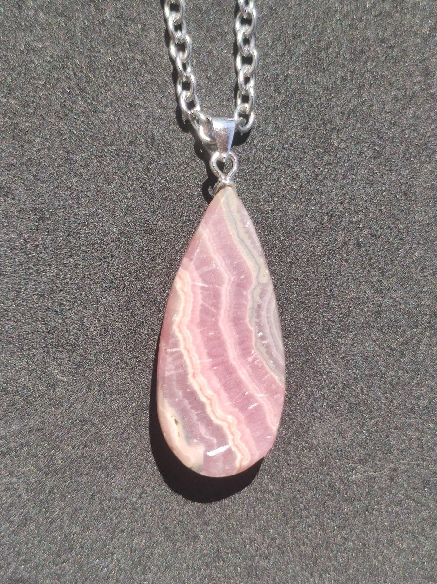 Rhodochrosit AAA - Edelstein Kette rosa pink Cabochon 925 Silber Heilstein Er Sie Mann Frau Geschenk Glück Anhänger Natur Unikat Schmuck - Art of Nature Berlin