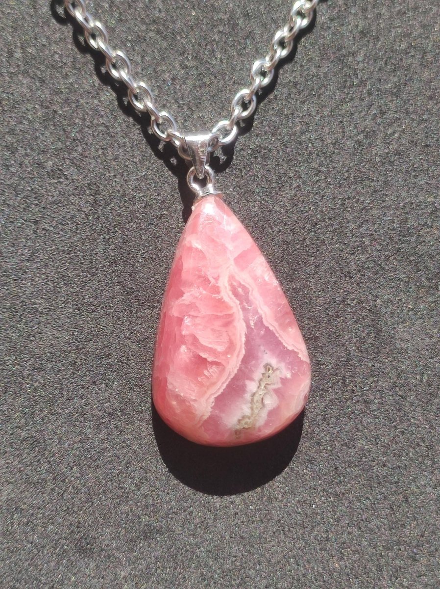 Rhodochrosit AAA - Edelstein Kette rosa pink Cabochon 925 Silber Heilstein Er Sie Mann Frau Geschenk Glück Anhänger Natur Unikat Schmuck - Art of Nature Berlin