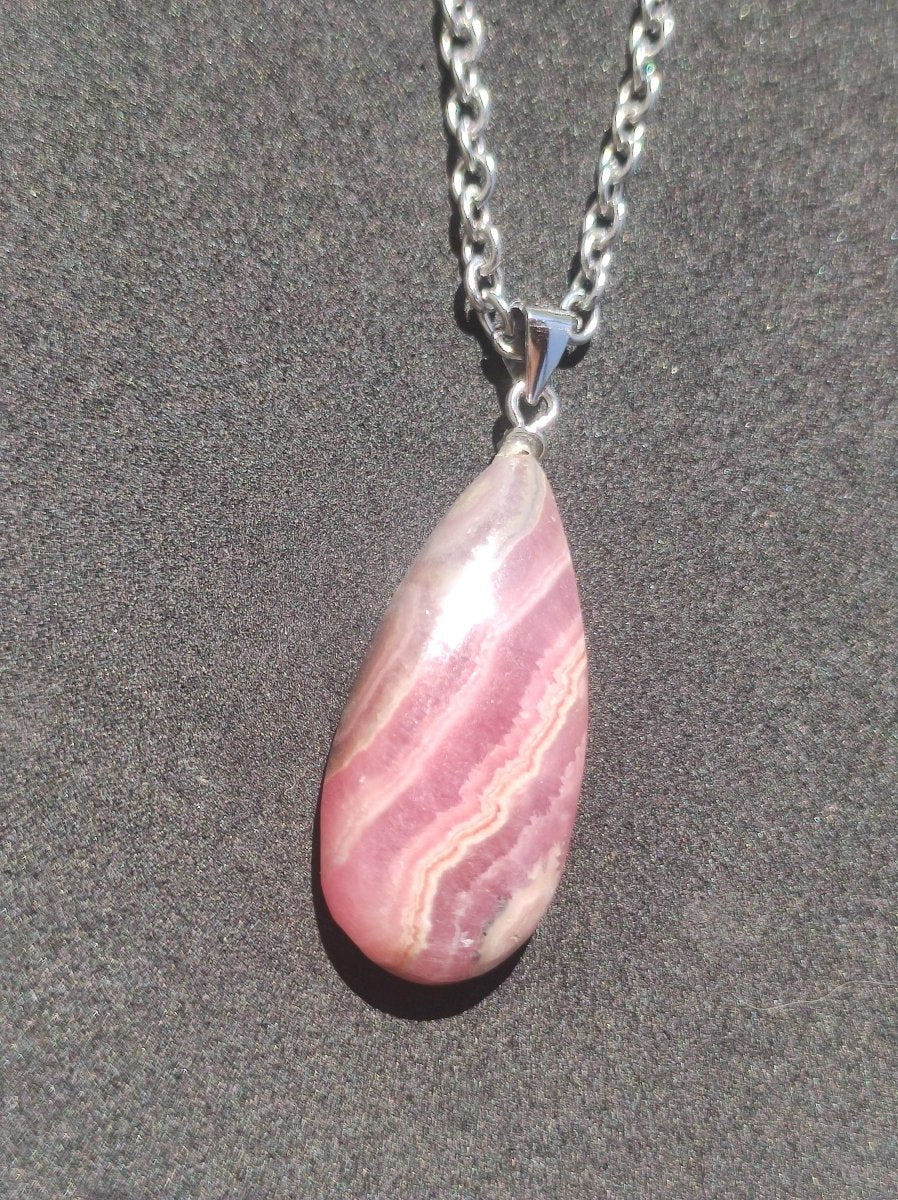 Rhodochrosit AAA - Edelstein Kette rosa pink Cabochon 925 Silber Heilstein Er Sie Mann Frau Geschenk Glück Anhänger Natur Unikat Schmuck - Art of Nature Berlin