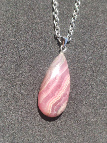 Rhodochrosit AAA - Edelstein Kette rosa pink Cabochon 925 Silber Heilstein Er Sie Mann Frau Geschenk Glück Anhänger Natur Unikat Schmuck - Art of Nature Berlin