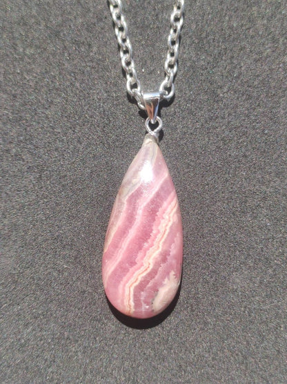 Rhodochrosit AAA - Edelstein Kette rosa pink Cabochon 925 Silber Heilstein Er Sie Mann Frau Geschenk Glück Anhänger Natur Unikat Schmuck - Art of Nature Berlin