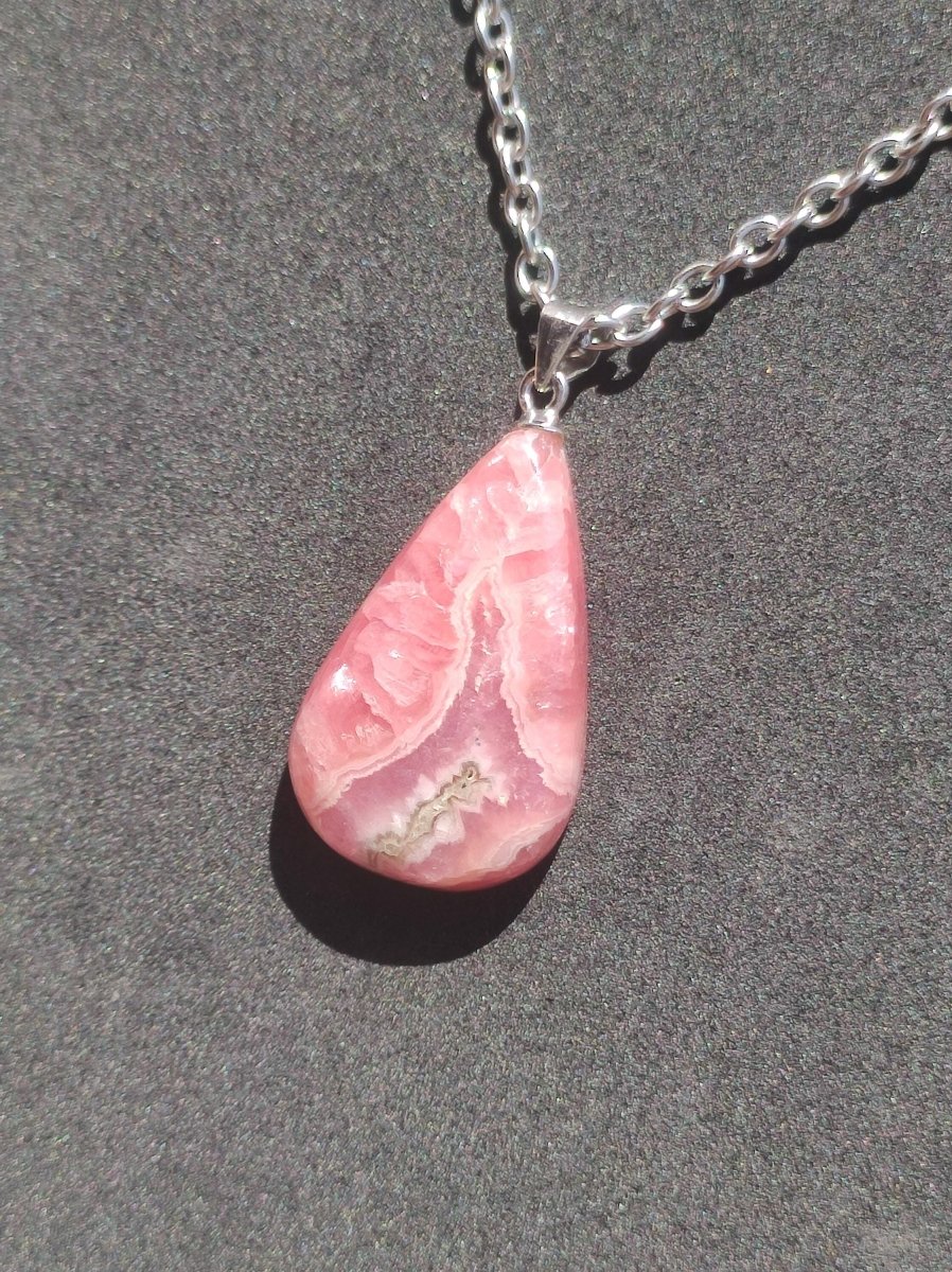 Rhodochrosit AAA - Edelstein Kette rosa pink Cabochon 925 Silber Heilstein Er Sie Mann Frau Geschenk Glück Anhänger Natur Unikat Schmuck - Art of Nature Berlin