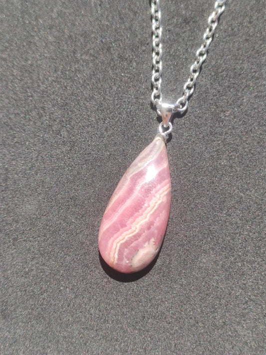 Rhodochrosit AAA - Edelstein Kette rosa pink Cabochon 925 Silber Heilstein Er Sie Mann Frau Geschenk Glück Anhänger Natur Unikat Schmuck - Art of Nature Berlin