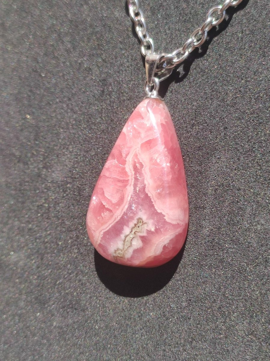 Rhodochrosit AAA - Edelstein Kette rosa pink Cabochon 925 Silber Heilstein Er Sie Mann Frau Geschenk Glück Anhänger Natur Unikat Schmuck - Art of Nature Berlin