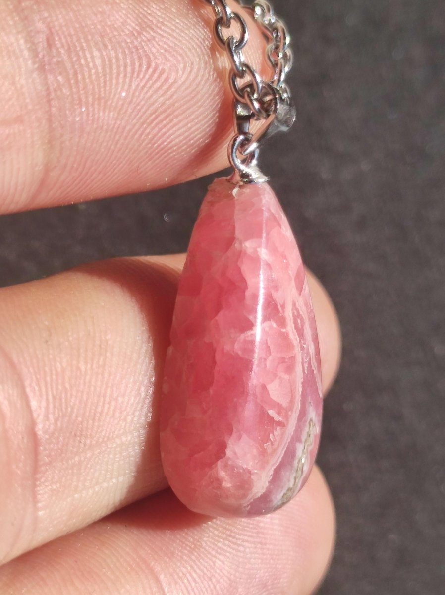 Rhodochrosit AAA - Edelstein Kette rosa pink Cabochon 925 Silber Heilstein Er Sie Mann Frau Geschenk Glück Anhänger Natur Unikat Schmuck - Art of Nature Berlin