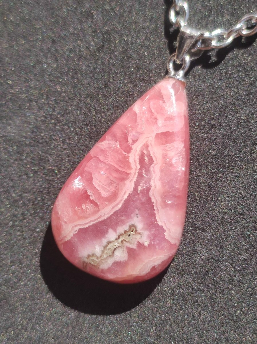 Rhodochrosit AAA - Edelstein Kette rosa pink Cabochon 925 Silber Heilstein Er Sie Mann Frau Geschenk Glück Anhänger Natur Unikat Schmuck - Art of Nature Berlin