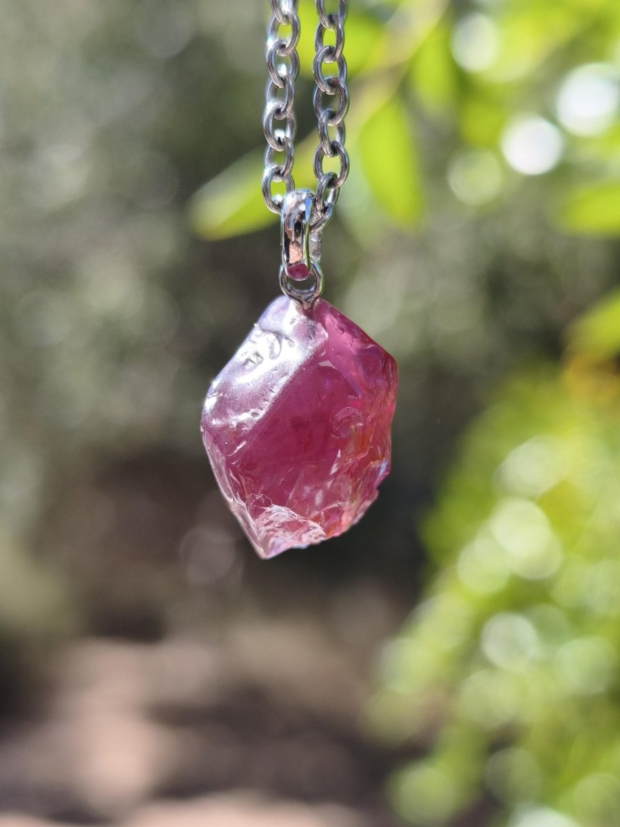 Rhodolit AAA *Rarität* ~ 925 Sterling Silber Edelstein Kette HIPPIE GOA Boho Ethno Nature Heilstein Anhänger Geschenk Mann Frau Er Sie - Art of Nature Berlin