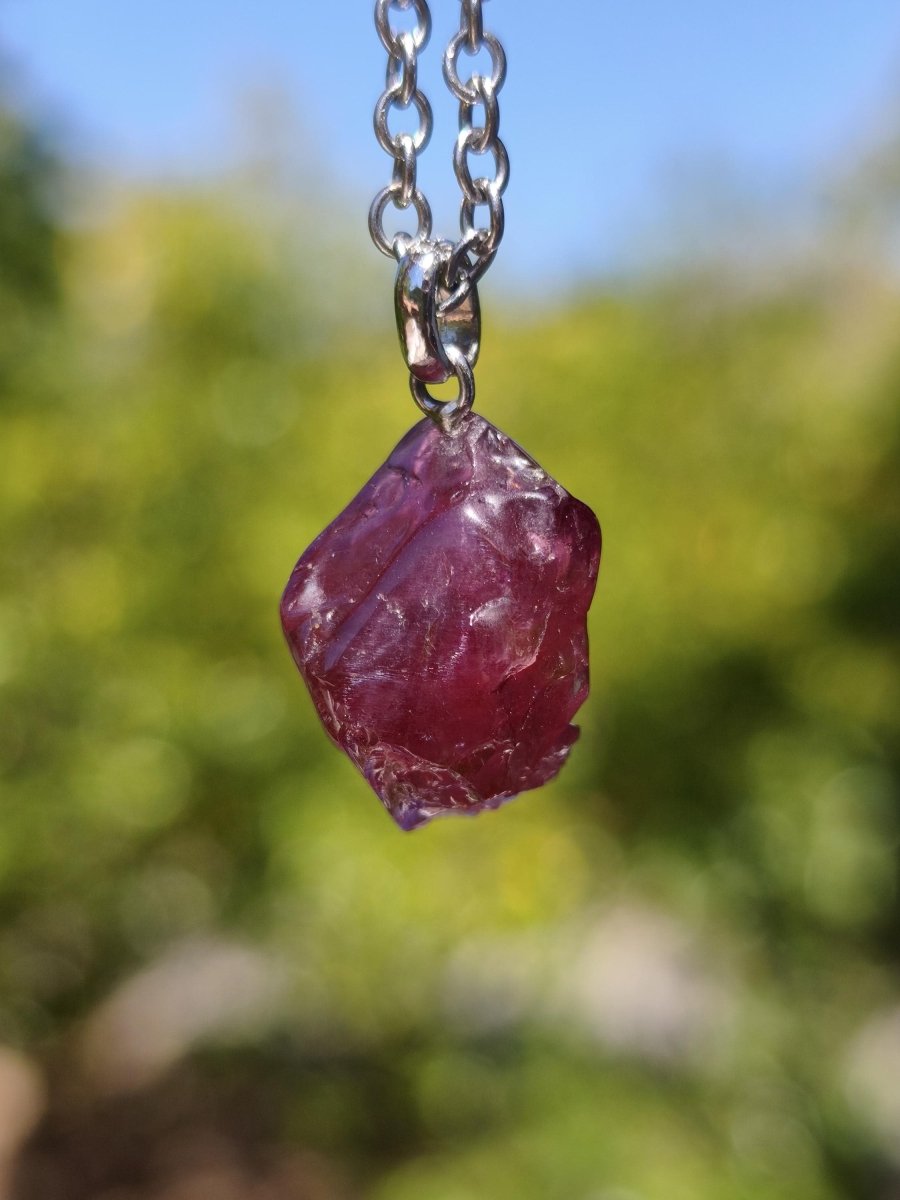 Rhodolit AAA *Rarität* ~ 925 Sterling Silber Edelstein Kette HIPPIE GOA Boho Ethno Nature Heilstein Anhänger Geschenk Mann Frau Er Sie - Art of Nature Berlin