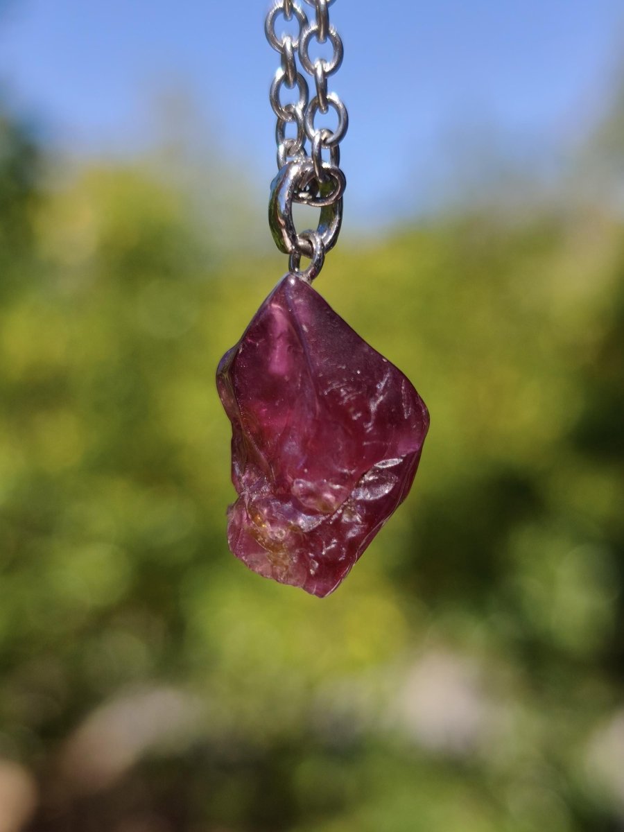 Rhodolit AAA *Rarität* ~ 925 Sterling Silber Edelstein Kette HIPPIE GOA Boho Ethno Nature Heilstein Anhänger Geschenk Mann Frau Er Sie - Art of Nature Berlin