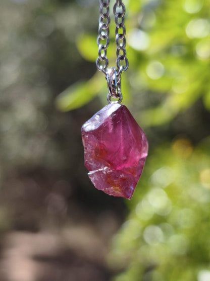 Rhodolit AAA *Rarität* ~ 925 Sterling Silber Edelstein Kette HIPPIE GOA Boho Ethno Nature Heilstein Anhänger Geschenk Mann Frau Er Sie - Art of Nature Berlin