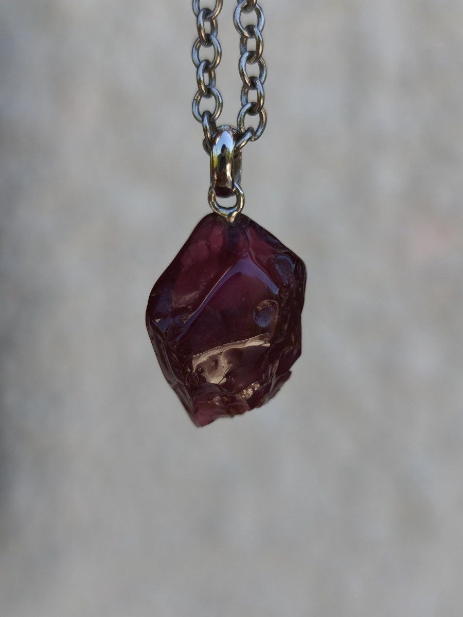 Rhodolit AAA *Rarität* ~ 925 Sterling Silber Edelstein Kette HIPPIE GOA Boho Ethno Nature Heilstein Anhänger Geschenk Mann Frau Er Sie - Art of Nature Berlin