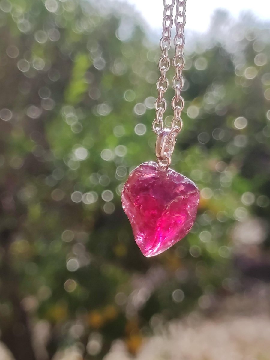 Rhodolit AAA *Rarität* ~ 925 Sterling Silber Edelstein Kette HIPPIE GOA Boho Ethno Nature Heilstein Anhänger Geschenk Mann Frau Er Sie - Art of Nature Berlin