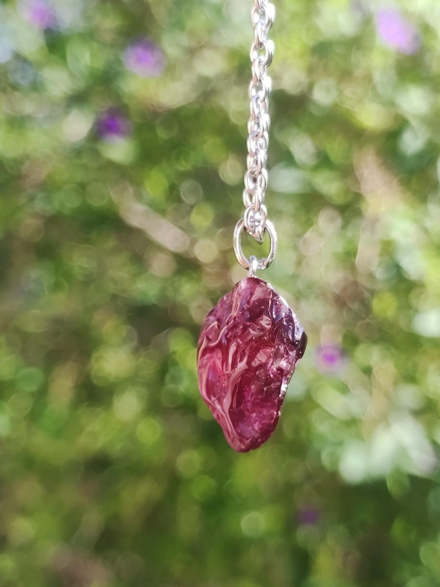 Rhodolit AAA *Rarität* ~ 925 Sterling Silber Edelstein Kette HIPPIE GOA Boho Ethno Nature Heilstein Anhänger Geschenk Mann Frau Er Sie - Art of Nature Berlin