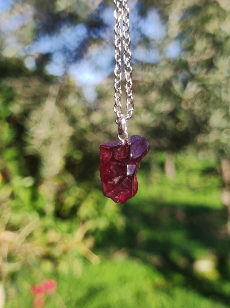 Rhodolit AAA *Rarität* ~ 925 Sterling Silber Edelstein Kette HIPPIE GOA Boho Ethno Nature Heilstein Anhänger Geschenk Mann Frau Er Sie - Art of Nature Berlin