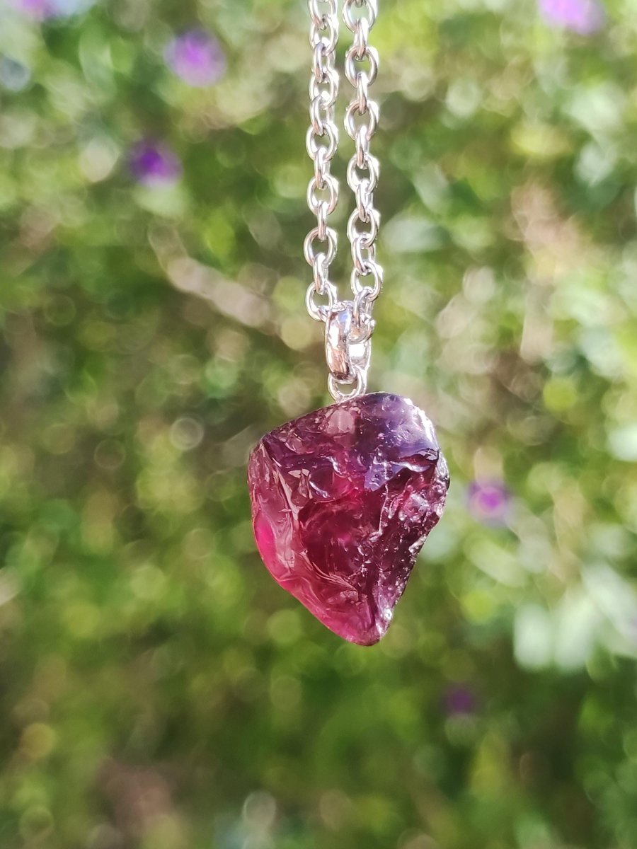 Rhodolit AAA *Rarität* ~ 925 Sterling Silber Edelstein Kette HIPPIE GOA Boho Ethno Nature Heilstein Anhänger Geschenk Mann Frau Er Sie - Art of Nature Berlin
