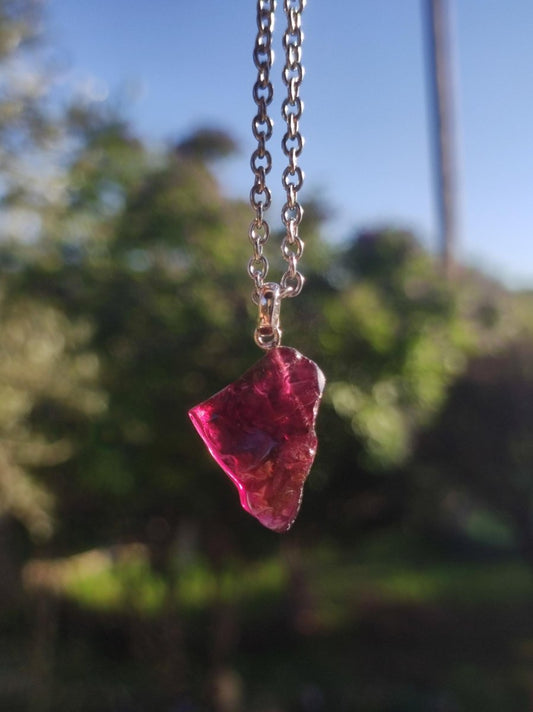 Rhodolit AAA *Rarität* ~ 925 Sterling Silber Edelstein Kette HIPPIE GOA Boho Ethno Nature Heilstein Anhänger Geschenk Mann Frau Er Sie - Art of Nature Berlin