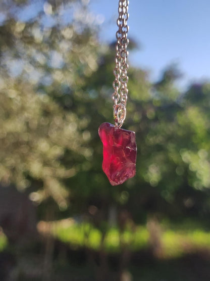 Rhodolit AAA *Rarität* ~ 925 Sterling Silber Edelstein Kette HIPPIE GOA Boho Ethno Nature Heilstein Anhänger Geschenk Mann Frau Er Sie - Art of Nature Berlin