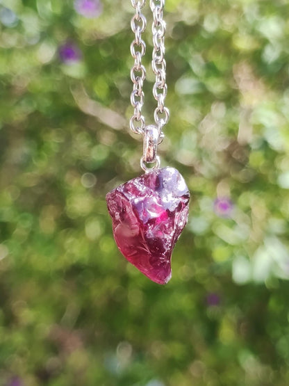 Rhodolit AAA *Rarität* ~ 925 Sterling Silber Edelstein Kette HIPPIE GOA Boho Ethno Nature Heilstein Anhänger Geschenk Mann Frau Er Sie - Art of Nature Berlin