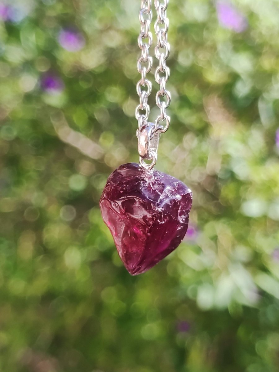 Rhodolit AAA *Rarität* ~ 925 Sterling Silber Edelstein Kette HIPPIE GOA Boho Ethno Nature Heilstein Anhänger Geschenk Mann Frau Er Sie - Art of Nature Berlin