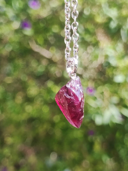 Rhodolit AAA *Rarität* ~ 925 Sterling Silber Edelstein Kette HIPPIE GOA Boho Ethno Nature Heilstein Anhänger Geschenk Mann Frau Er Sie - Art of Nature Berlin