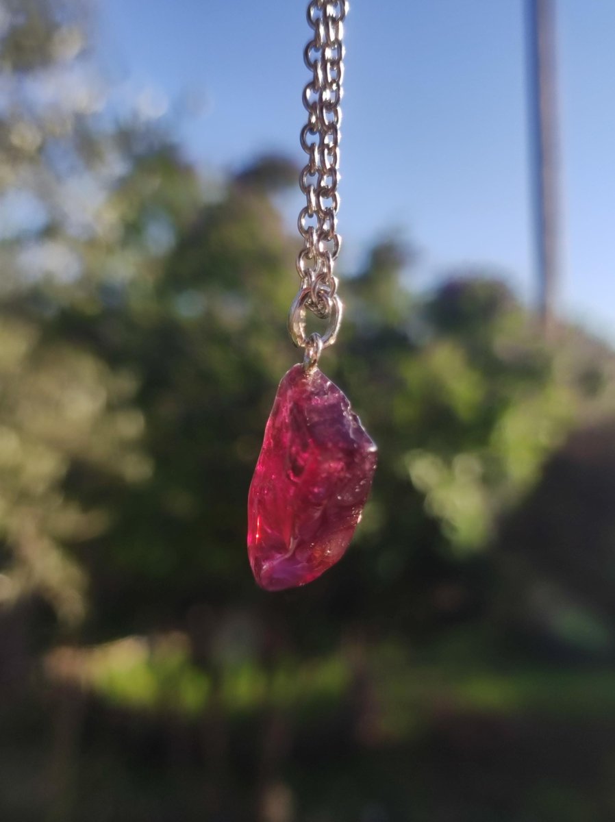 Rhodolit AAA *Rarität* ~ 925 Sterling Silber Edelstein Kette HIPPIE GOA Boho Ethno Nature Heilstein Anhänger Geschenk Mann Frau Er Sie - Art of Nature Berlin