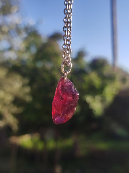 Rhodolit AAA *Rarität* ~ 925 Sterling Silber Edelstein Kette HIPPIE GOA Boho Ethno Nature Heilstein Anhänger Geschenk Mann Frau Er Sie - Art of Nature Berlin