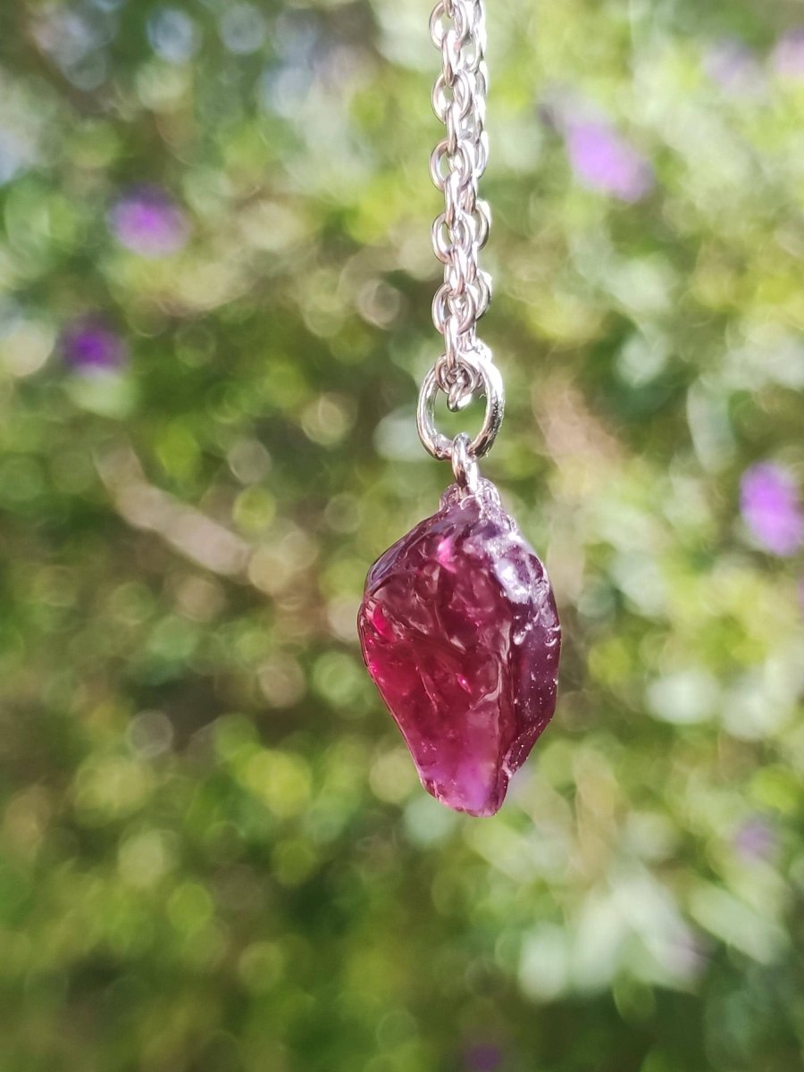 Rhodolit AAA *Rarität* ~ 925 Sterling Silber Edelstein Kette HIPPIE GOA Boho Ethno Nature Heilstein Anhänger Geschenk Mann Frau Er Sie - Art of Nature Berlin