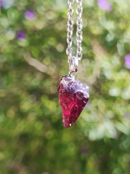 Rhodolit AAA *Rarität* ~ 925 Sterling Silber Edelstein Kette HIPPIE GOA Boho Ethno Nature Heilstein Anhänger Geschenk Mann Frau Er Sie - Art of Nature Berlin