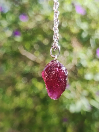 Rhodolit AAA *Rarität* ~ 925 Sterling Silber Edelstein Kette HIPPIE GOA Boho Ethno Nature Heilstein Anhänger Geschenk Mann Frau Er Sie - Art of Nature Berlin