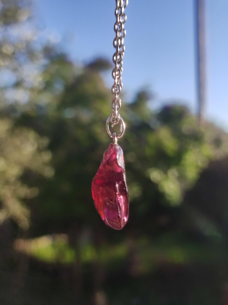 Rhodolit AAA *Rarität* ~ 925 Sterling Silber Edelstein Kette HIPPIE GOA Boho Ethno Nature Heilstein Anhänger Geschenk Mann Frau Er Sie - Art of Nature Berlin