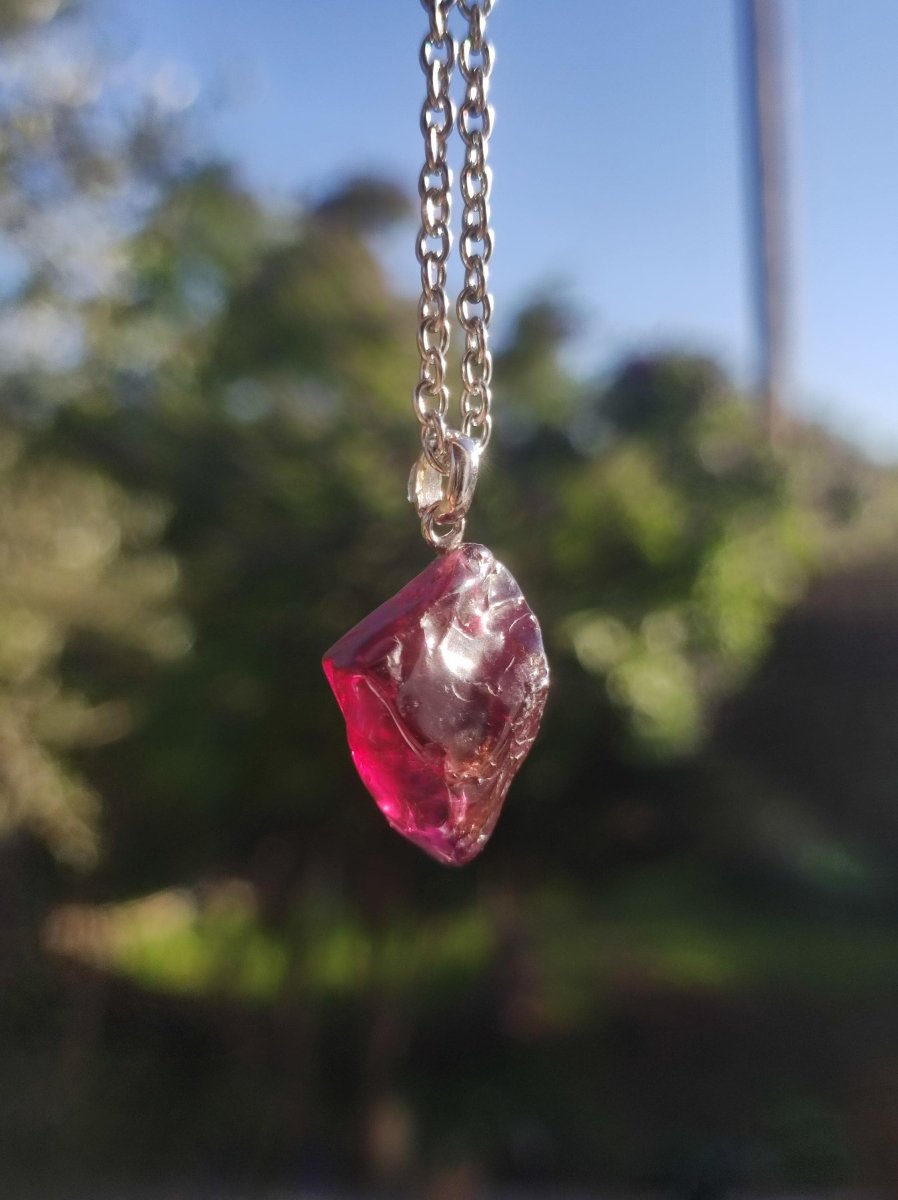 Rhodolit AAA *Rarität* ~ 925 Sterling Silber Edelstein Kette HIPPIE GOA Boho Ethno Nature Heilstein Anhänger Geschenk Mann Frau Er Sie - Art of Nature Berlin