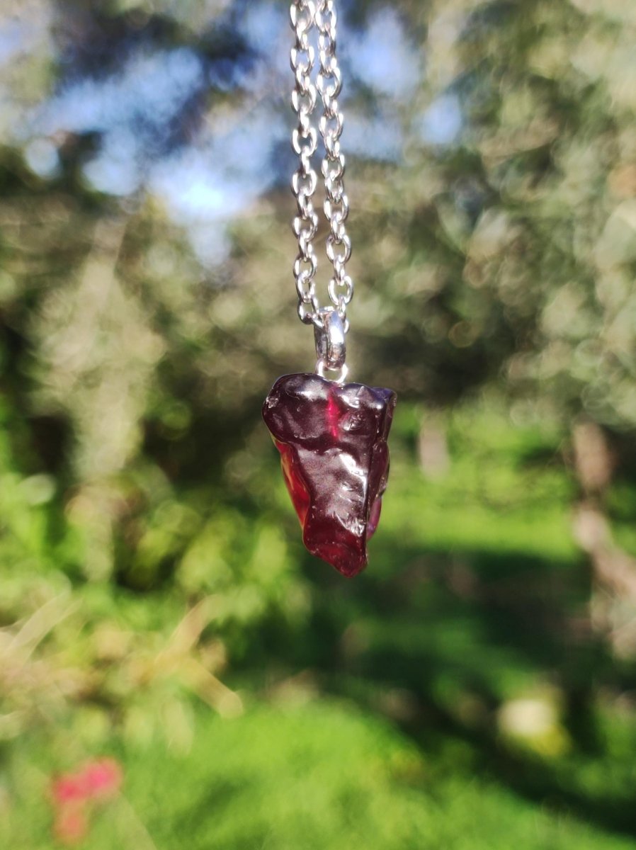 Rhodolit AAA *Rarität* ~ 925 Sterling Silber Edelstein Kette HIPPIE GOA Boho Ethno Nature Heilstein Anhänger Geschenk Mann Frau Er Sie - Art of Nature Berlin