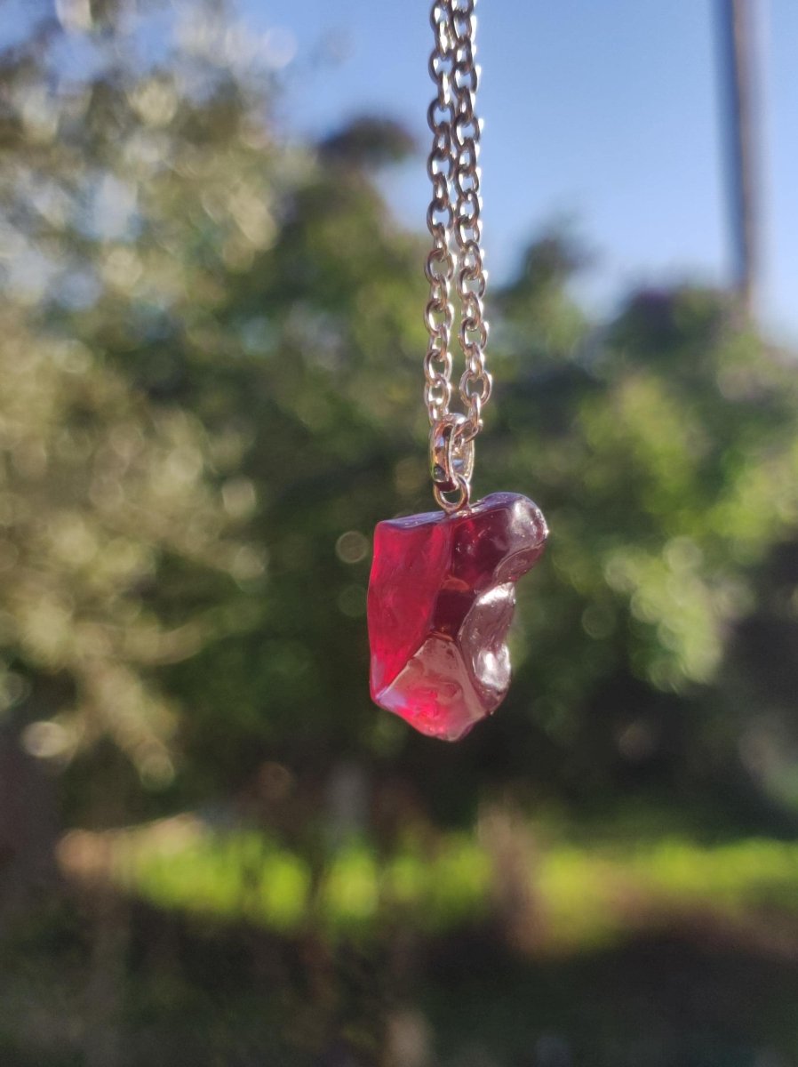Rhodolit AAA *Rarität* ~ 925 Sterling Silber Edelstein Kette HIPPIE GOA Boho Ethno Nature Heilstein Anhänger Geschenk Mann Frau Er Sie - Art of Nature Berlin